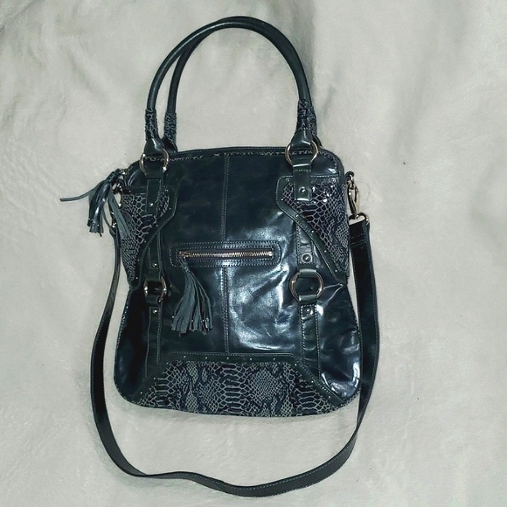 Bradley Snakeskin Embossed Metallic Two-Way Handbag Shoulder Bag